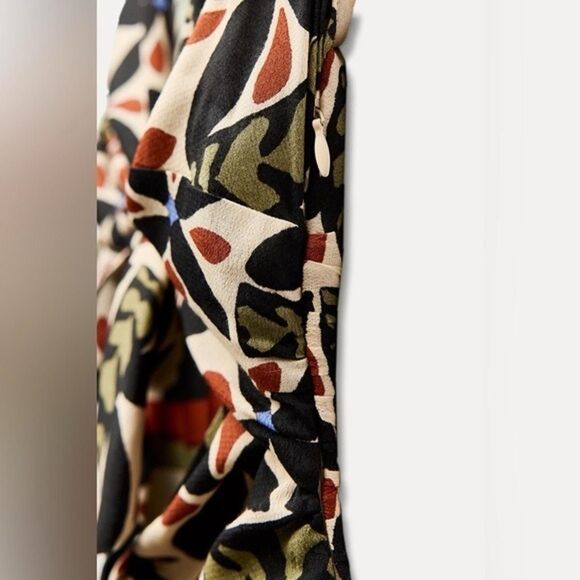 ZARA Maxi PRINTED DRESS WITH CUT-OUT DETAIL SZ S moroccan Print Tropical Sundres - Picture 5 of 8